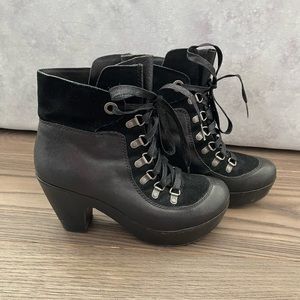 ANTHROPOLOGIE Kork-Ease Militaire Maya platform Booties black sz 9